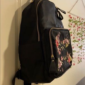 Bags - black backpack with floral details Bags - black backpack with floral details